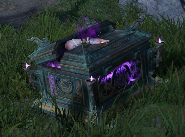 A green chest with an arm getting out of it